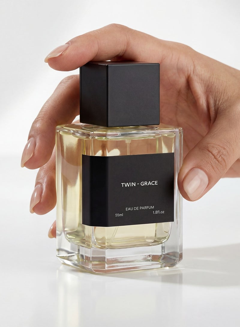 توين عطر جريس للجنسين، ماء عطر 55 مل، يدوم طويلاً بنفحات حمضية وزهرية وخشبية، عطر راقٍ وعصري مناسب للاستخدام اليومي للرجال والنساء - Image 2